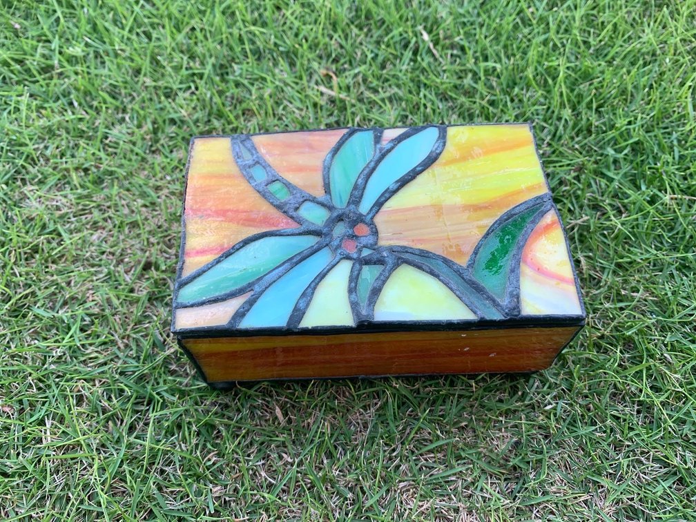 Stained Glass Dragonfly Trinket Box