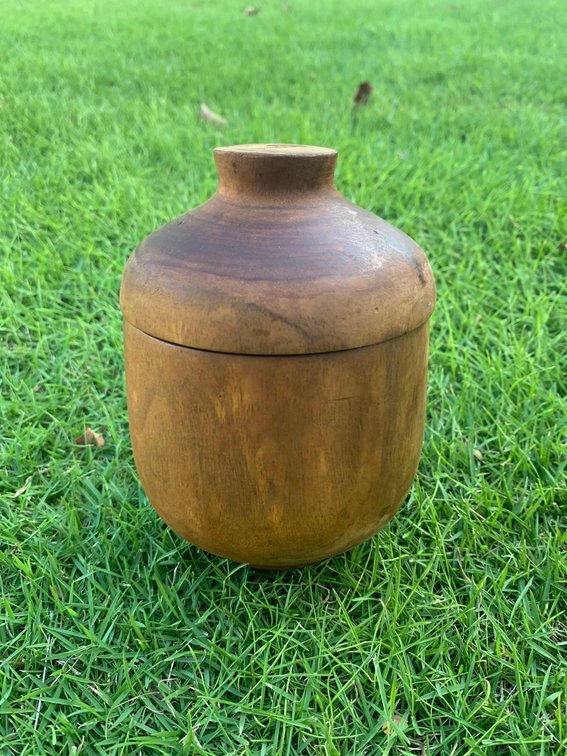 Turned Wooden Vessel w/ Lid