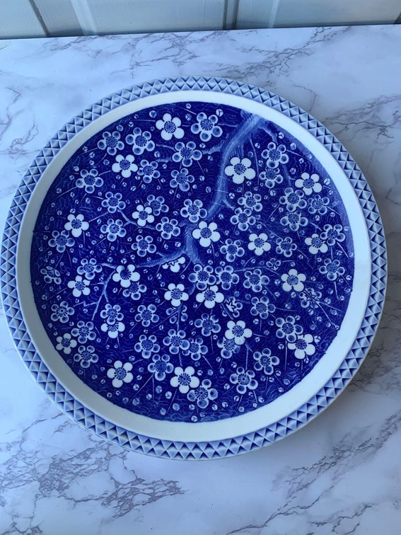 Cherry Blossom Serving Plate Marked Japan