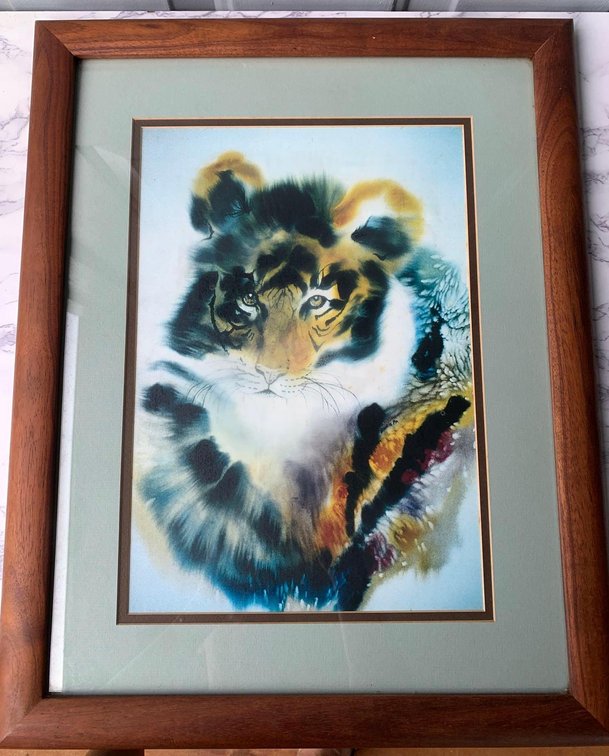 Tiger Art Print in Solid Koa Wood Frame
