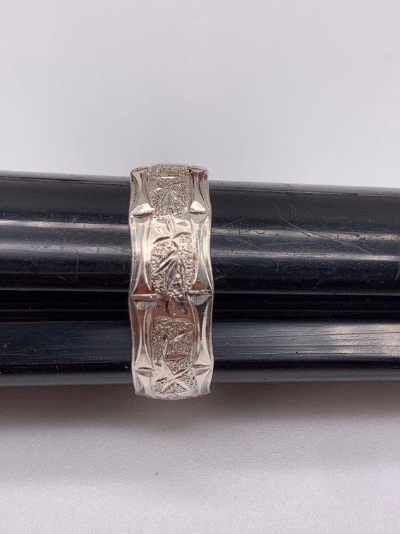 Sterling Silver Diamond Cut Ring Bamboo Design