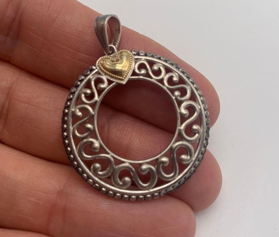 10k Yellow Gold & Sterling Silver Pendant