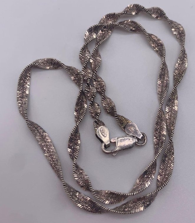 Sterling Silver Twisted Necklace Chain 925 Italy FAS