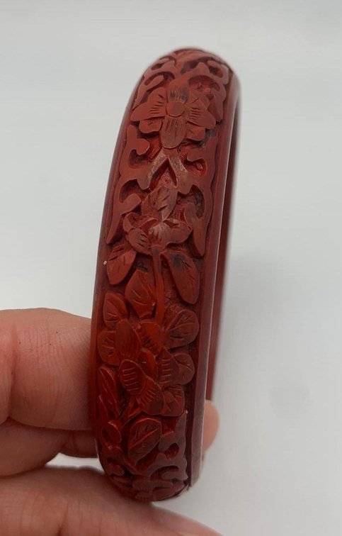 Red Cinnabar Bangle Bracelet 