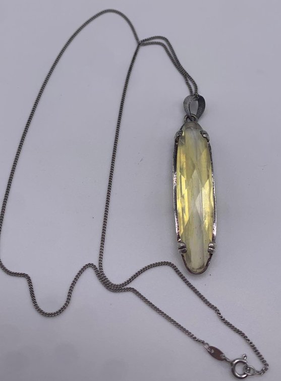 Large Citrine Faceted Pendant on 925 Chain