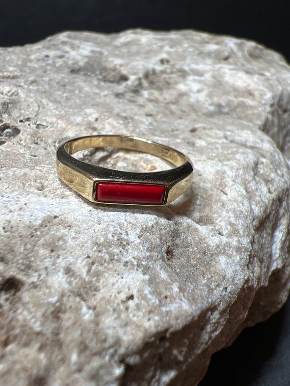 Gold Plated Ring with Red Stone
