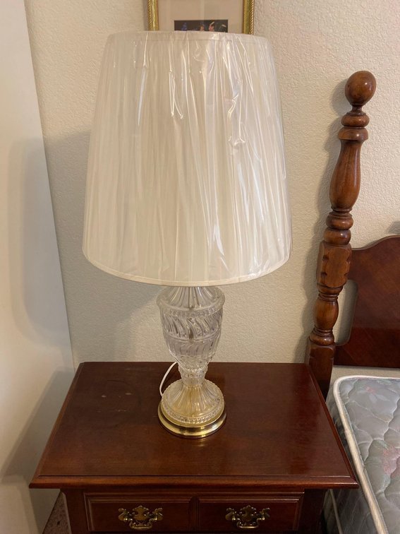 Large Vintage Glass Base Lamp