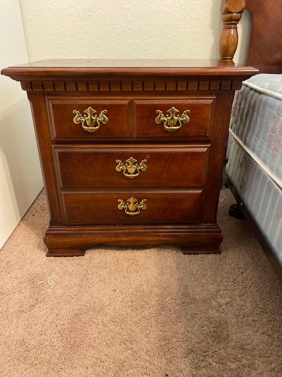 26" x 15" Vintage Dark Wood Side Table Dresser