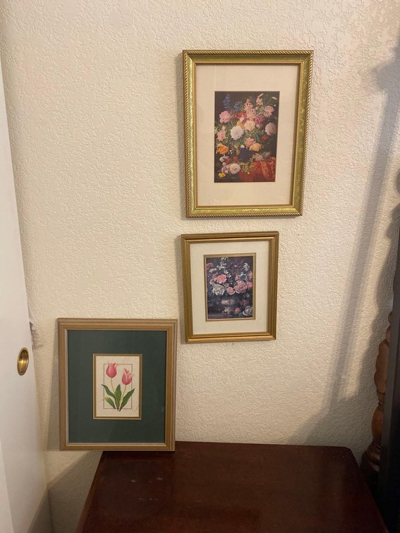 (X's 3) Flower Picture Paintings in Frames