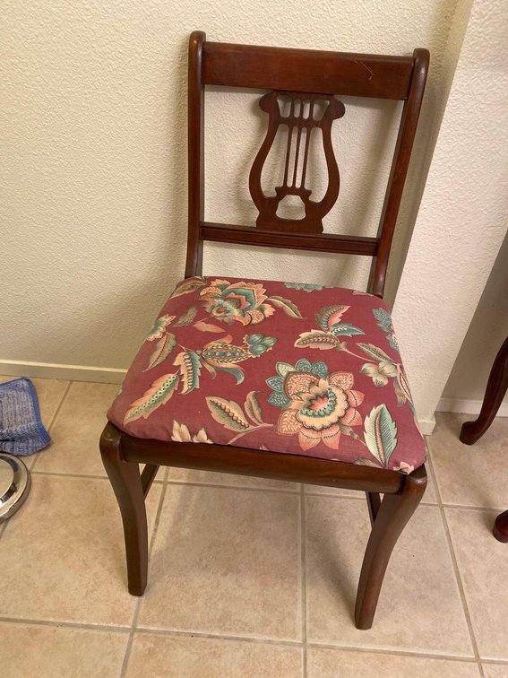 Floral Upholstered Wood Chair