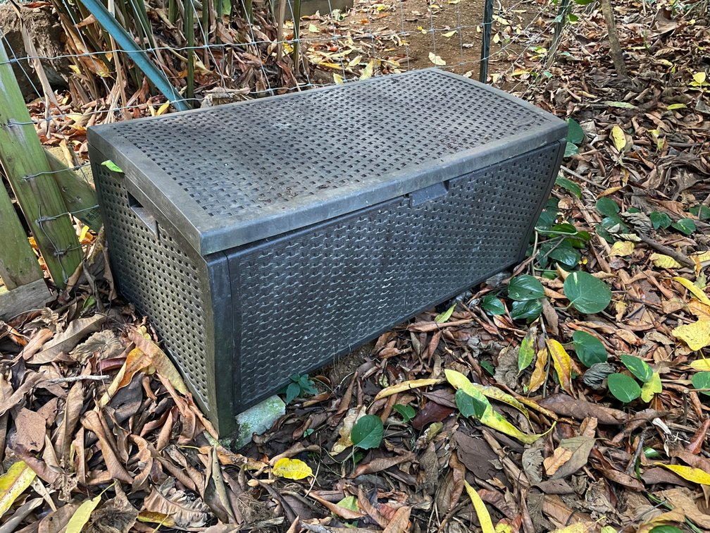 Outdoor Garden Container filled with supplies 