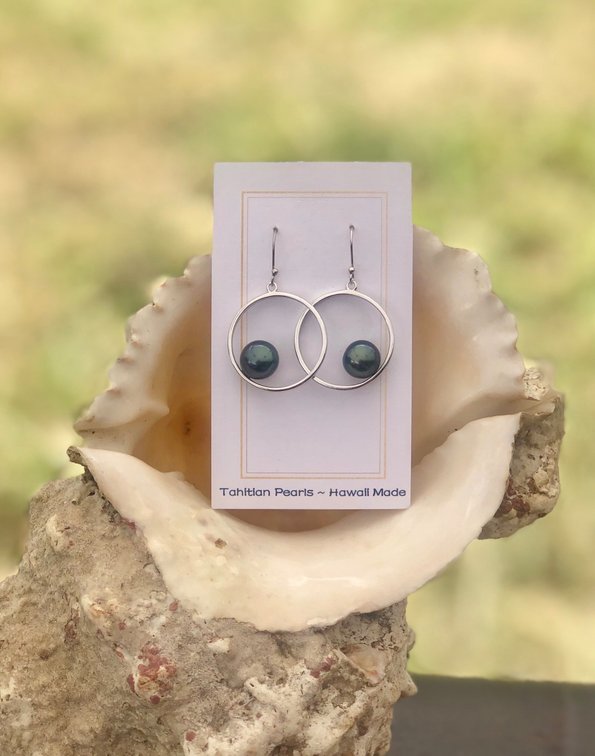 Tahitian Pearl Leaf Earrings 