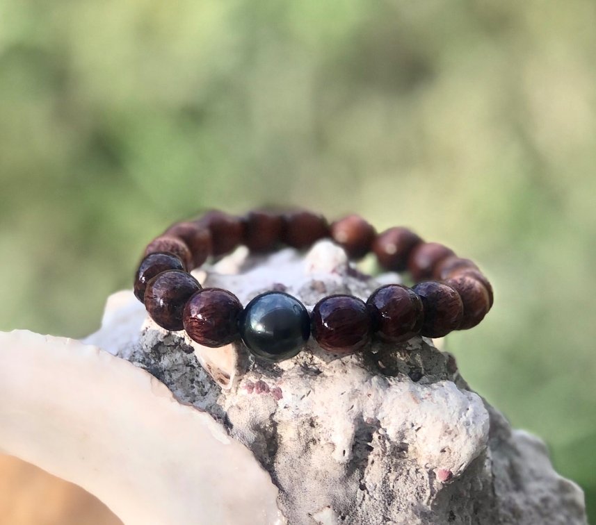 Tahitian Pearl and Koa Bracelet