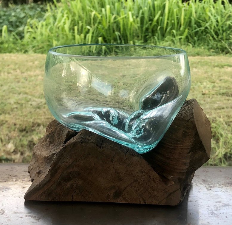Melted Glass Bowl on Driftwood