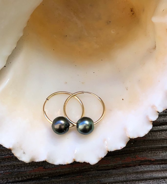 Cute Tahitian Pearl Hoop Earrings
