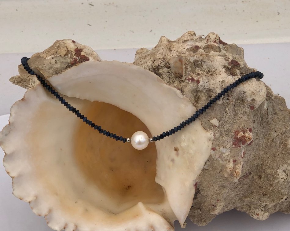 Fresh Water Pearl and Sapphire Necklace