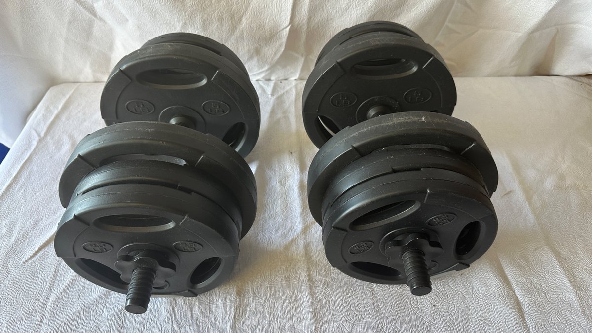 2x Plastic Dumbbells with Plates