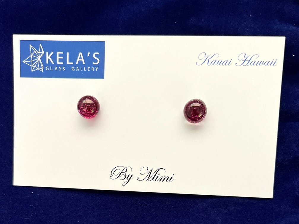 Purple Button Glass Earrings