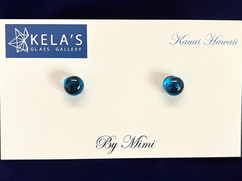 Blue Button Glass Earrings from Kela's