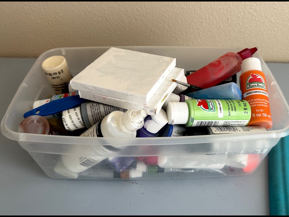 Box of acrylic paints
