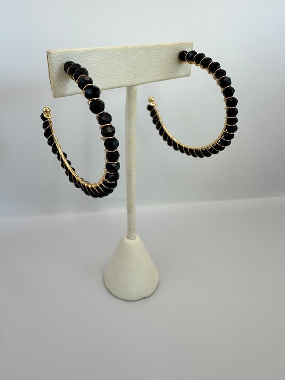 18kt GF black spinel hoops 