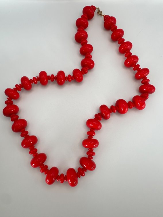 Vintage Lucite Red Art Deco Necklace