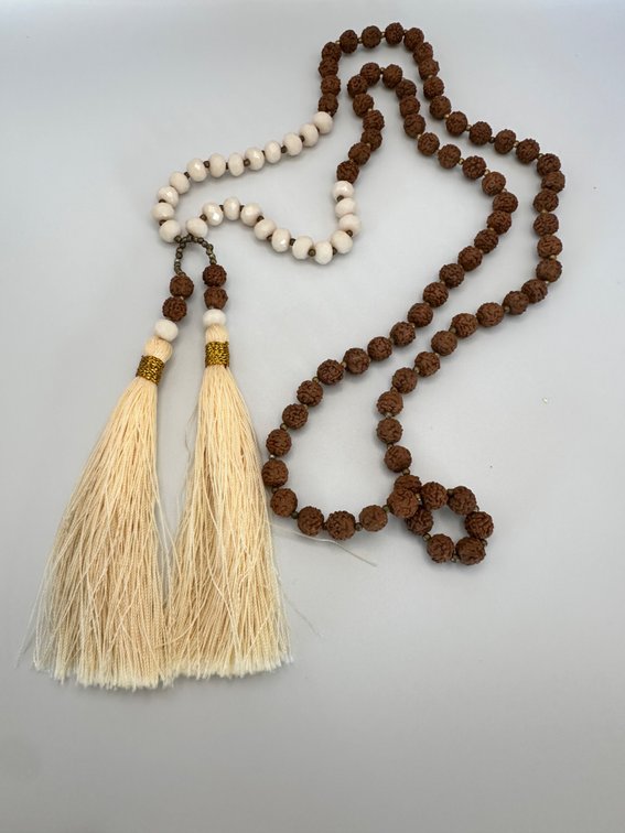 Mala Bead and Tassel Necklace