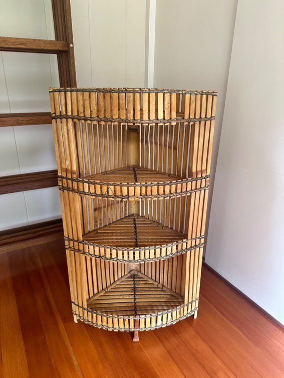 Vintage bamboo corner unit 