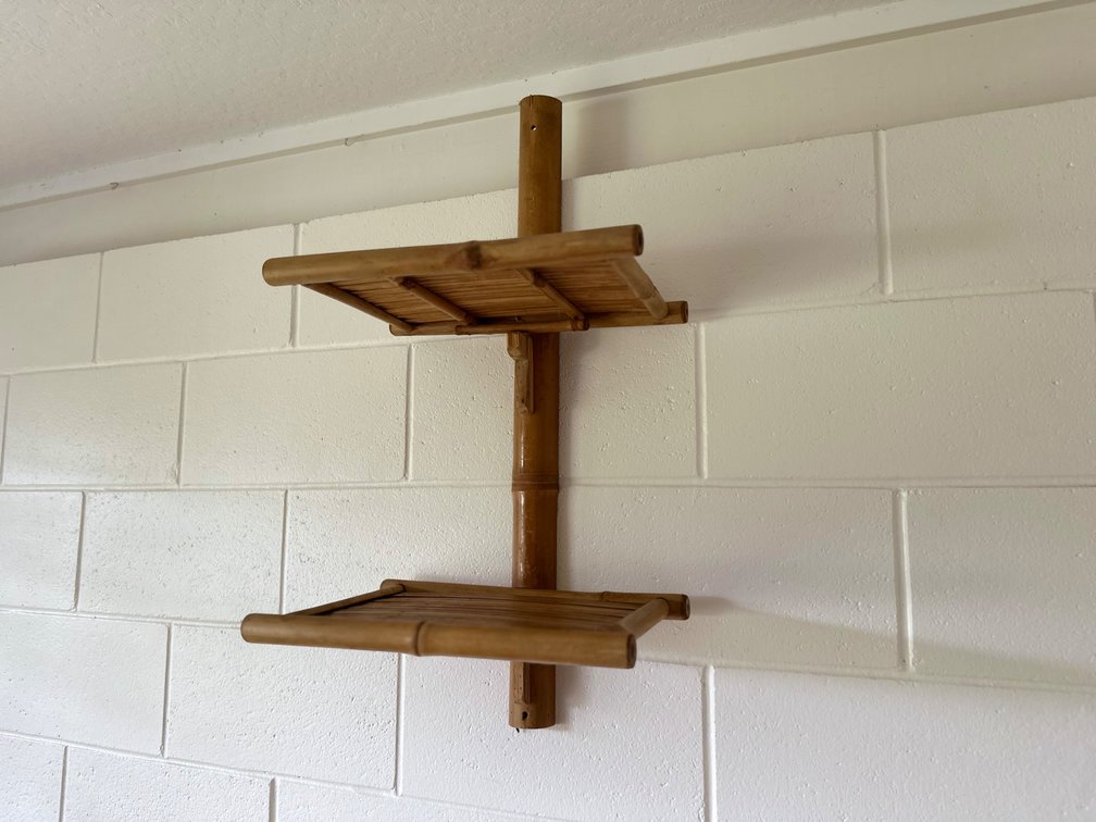 Bamboo Wall Hanging 2 Tiered Shelf 32”x11”x16”