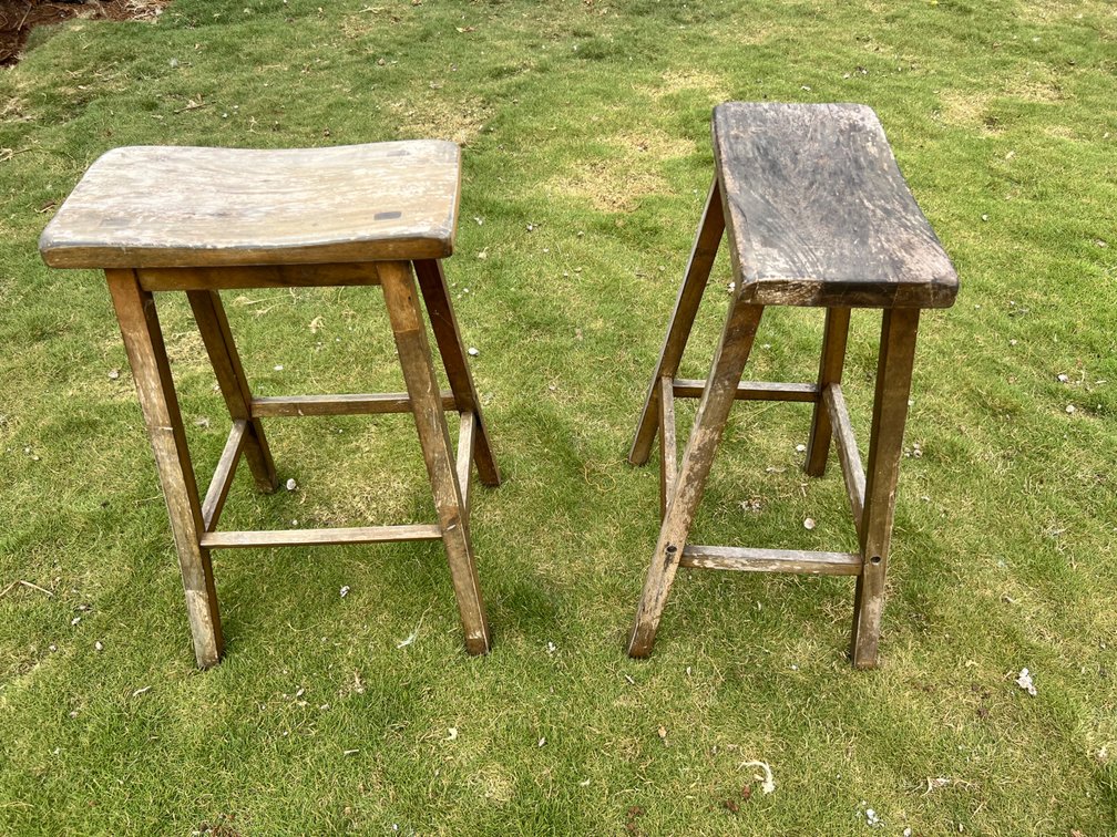 2 solid wood stools 