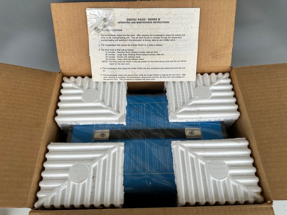 Zontec PA200 Series III Portable Ozone Generator Air Deodorizer - in Package