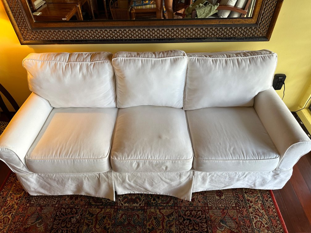 Comfortable Neutral Tone Couch – Approx. 85" x 37" x 35" – Versatile and Stylish