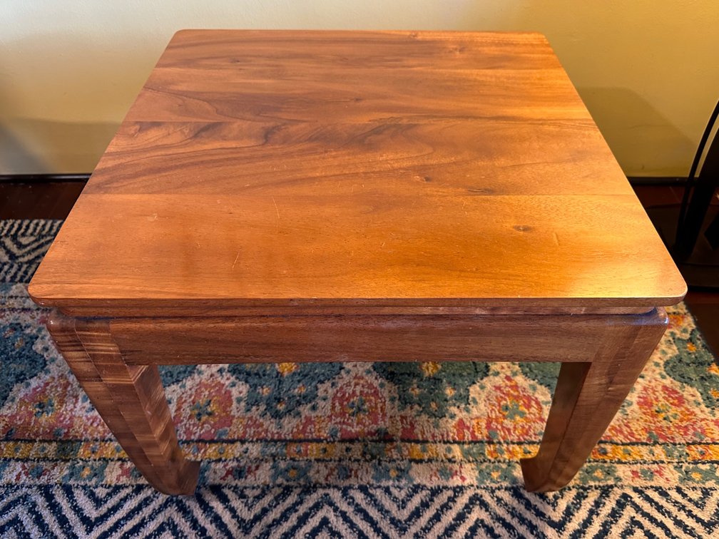 Solid Koa Wood Side Table – Approx. 24" x 24" x 18"