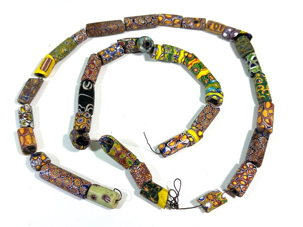 Venetian Millefiori African Trade Bead Necklace (Needs Restringing)