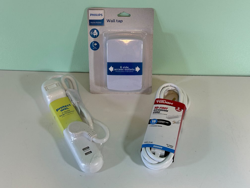 (X's 3) Bundle of Power Accessories - Surge Protector, Extension Cord, and Wall Tap