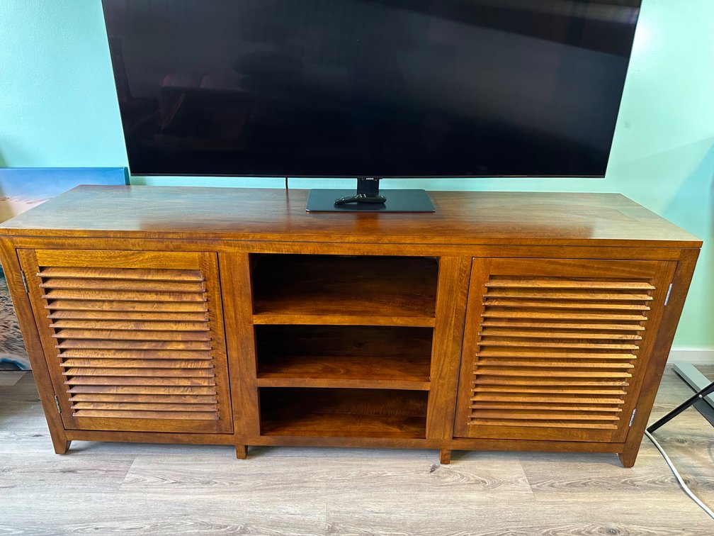 Solid Wood Entertainment Shelving Unit - Approx. 72" x 18" x 30"