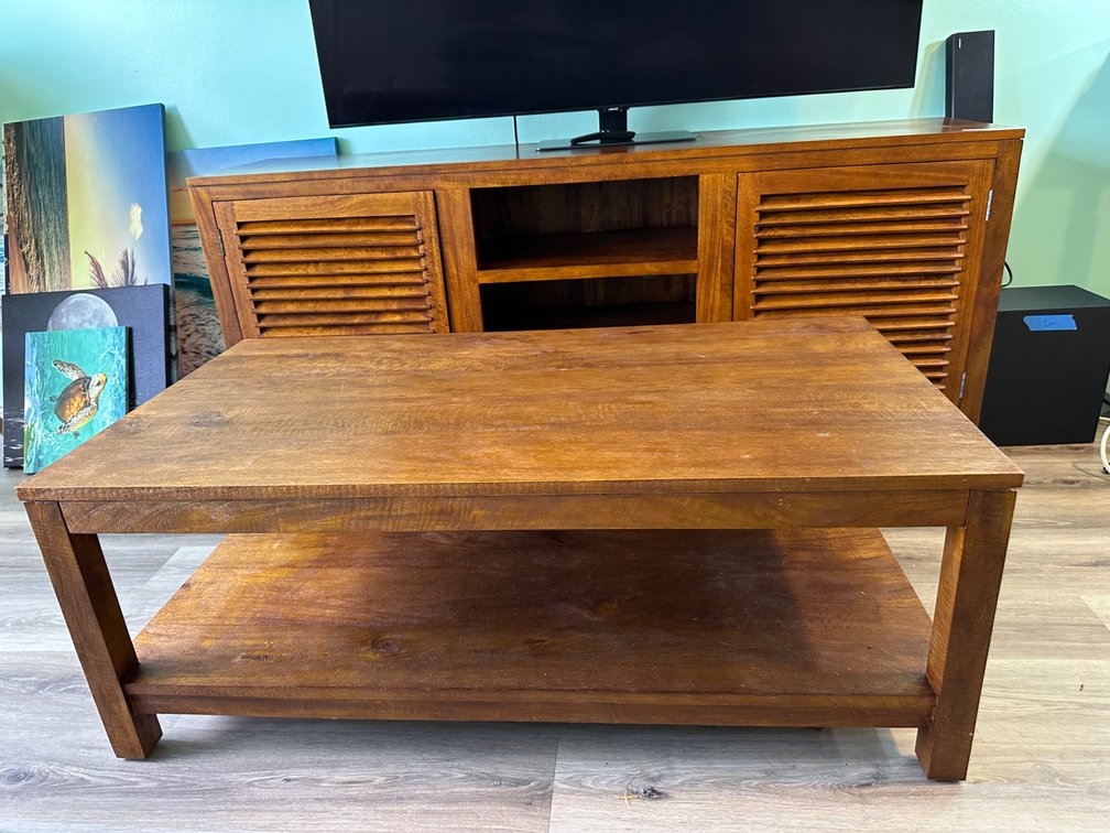 Solid Wood Coffee Table - Approx. 48" x 26" x 18.5"