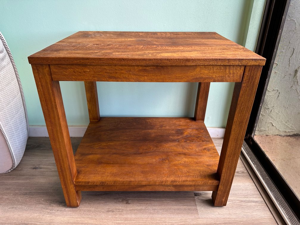Solid Wood Side Table with Lower Shelf - Approx. 26" x 20" x 24"