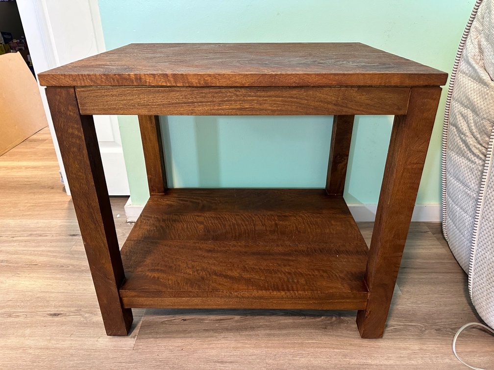 Solid Wood Side Table with Lower Shelf - Approx. 26" x 20" x 24"
