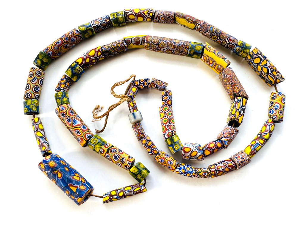 Venetian Millefiori African Trade Beads Necklace 
