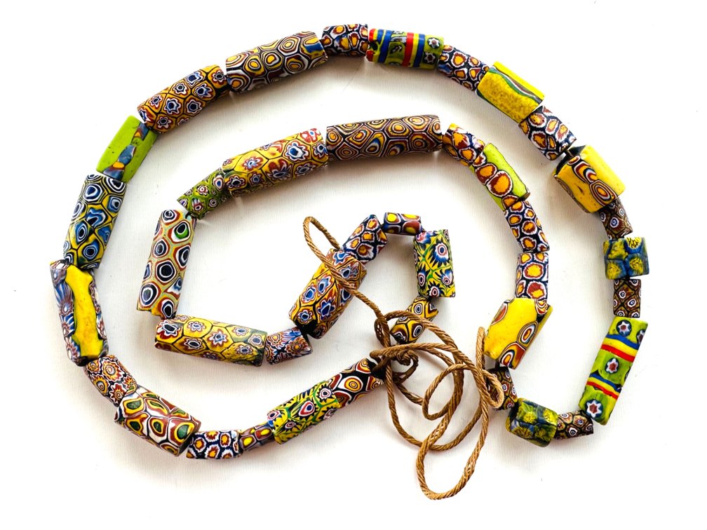 Venetian Millefiori African Trade Beads Necklace