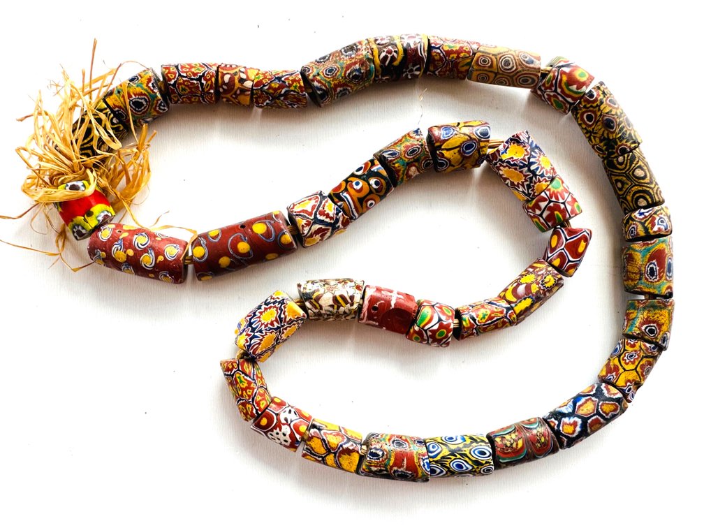 Venetian Millefiori African Trade Bead Necklace