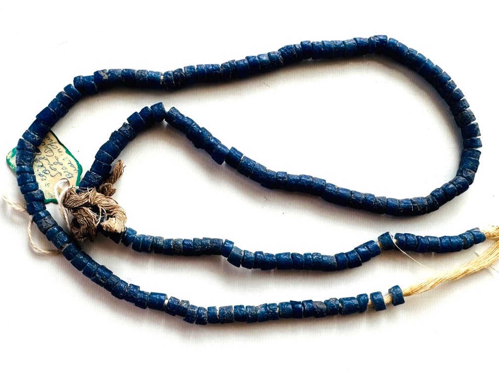 Vintage Dutch Sand Cast Blue Beads – Approx. 11" 
