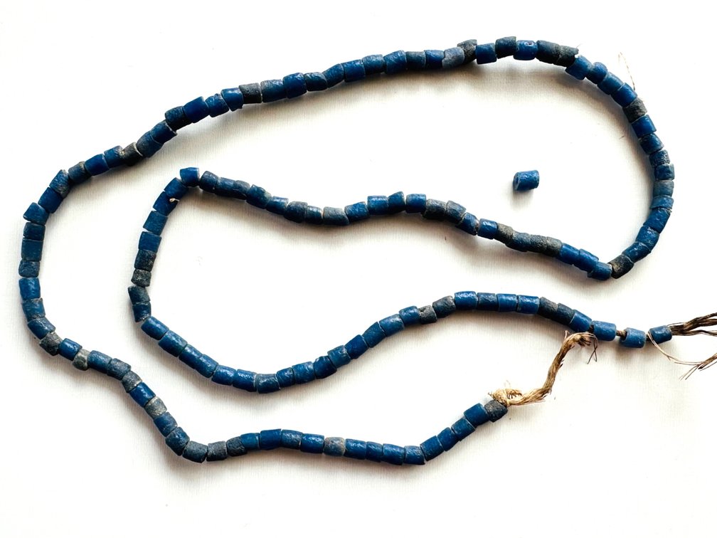 Vintage Dutch Sand Cast Blue Beads