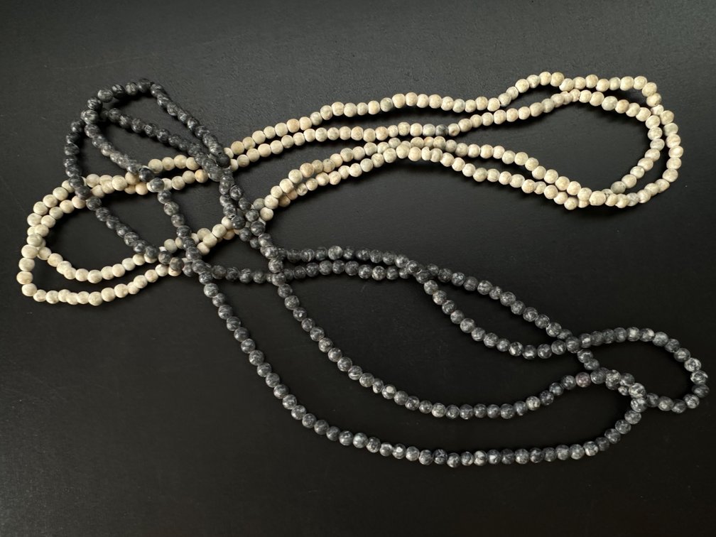 (X's 2) Set of Two Beaded Necklaces in Neutral Tones – Earthy Charm and Natural Beauty