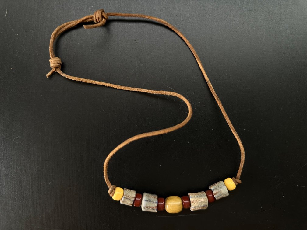 Handmade Bohemian Leather and Bead Necklace - Earthy Tones