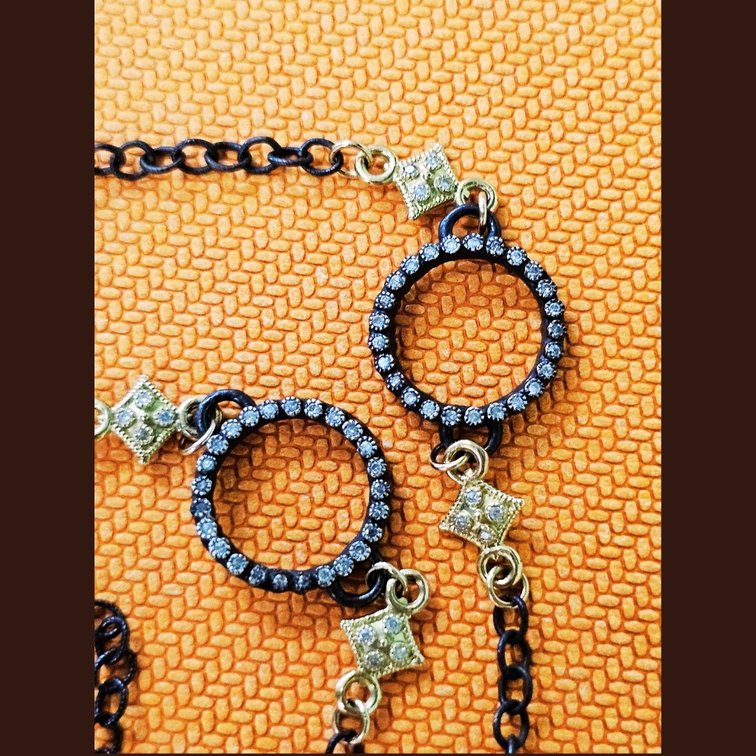 Armenta Diamond Necklace and Stack Ring from the Midnight Heraldry Collection 