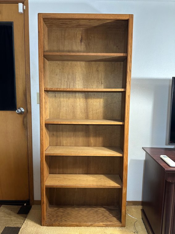 Oak Wood Six-Shelf Bookcase - Sturdy and Spacious