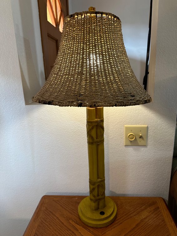 Unique Rustic Bamboo Table Lamp with Woven Shade - Approx. 32" Tall