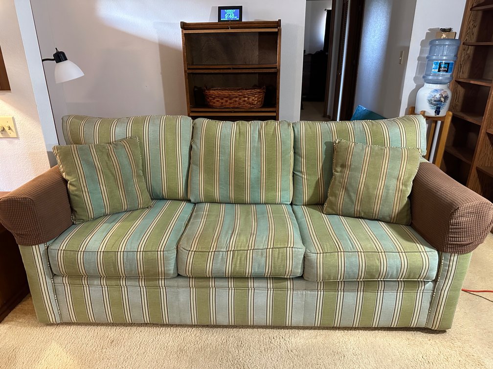Comfortable Sofa Bed – Approximately 79" Wide – Striped Design